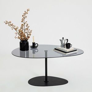 Masuta de cafea, Neostill, Porto, 90x40x60 cm, Sticla temperata, Gri închis/negru imagine