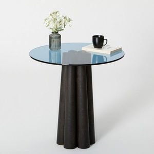 Masuta de cafea, Neostill, Thales, 50x50x50 cm, Sticla temperata, Negru/Albastru imagine