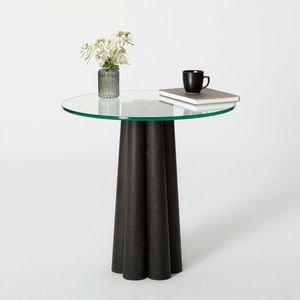 Masuta de cafea, Neostill, Thales, 50x50x50 cm, Sticla temperata, Transparent/Negru imagine