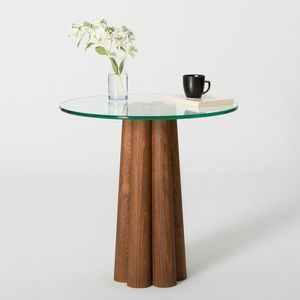 Masuta de cafea, Neostill, Thales, 50x50x50 cm, Sticla temperata, Nuc / Transparent imagine