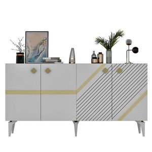Consola, Olivia, Iris, 150x40x79 cm, PAL , Alb/Auriu imagine