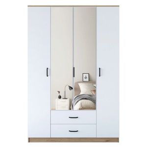 Dulap pentru haine, Rani, BA131, 210x210x51 cm, PAL, Nuc/Alb imagine