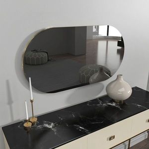Oglinda decorativa, Siam, Riors, 45x85x2 cm, MDF , Gri inchis/Auriu imagine