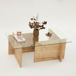 Masuta de cafea, Neostill, Escape, 105x40x65 cm, Sticla temperata , Maro imagine