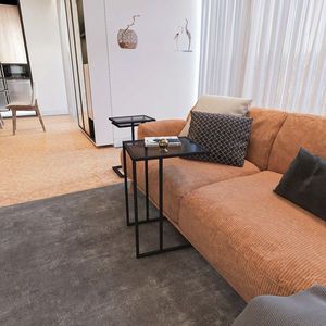 Set masute 3 piese, Caliente, İbiza, Sticla temperata, Negru imagine
