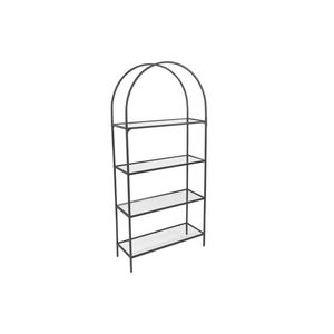 Corp biblioteca, Caliente, Mona, 80x175x30 cm, STICLA CALITA TRANSPARA, Negru imagine