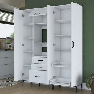 Dulap multifunctional, Rani, JE131, 150x198 cm, PAL, Alb imagine