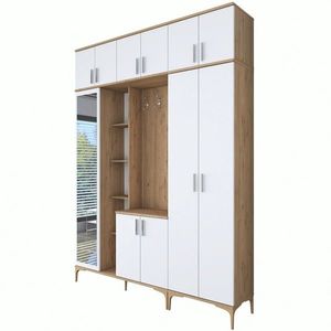 Cuier de perete, Rani, EA121, 180x240x37 cm, PAL, Nuc/Alb imagine