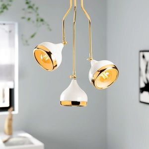 Lustra, Opviq, 892OPV1764, Metal, Alb/Auriu imagine