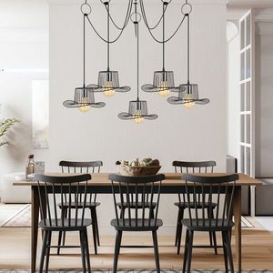 Lustra, Opviq, 892OPV1729, Metal, Negru imagine