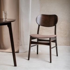Scaun Nergu, Homla, 46x54.2x80 cm, poliester/lemn, maro inchis/bej imagine