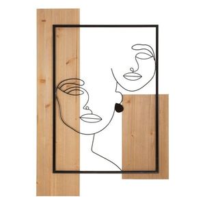 Decoratiune de perete Faces, Mauro Ferretti, 63x90 cm, fier/MDF, negru/maro imagine