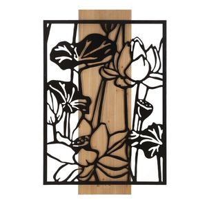 Decoratiune de perete Lotus, Mauro Ferretti, 60x90 cm, fier/MDF, negru/maro imagine