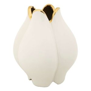 Vaza decorativa Potter, Mauro Ferretti, 23x27.5 cm, ceramica, alb/auriu imagine