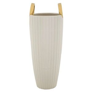 Vaza decorativa Shopping, Mauro Ferretti, 18x45 cm, ceramica, alb/auriu imagine