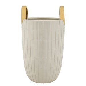 Vaza decorativa Shopping, Mauro Ferretti, 18x25 cm, ceramica, alb/auriu imagine