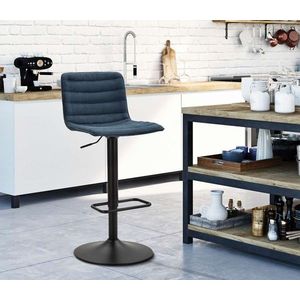 Set 2 scaune de bar Lift High Navy, Mauro Ferretti, 43x49.5x85.5 cm, inaltime ajustabila, fier/poliester, negru/albastru imagine