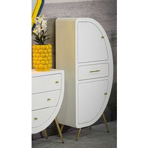 Comoda cu 2 usi Venus, Mauro Ferretti, 60x32x133 cm, MDF/fier, alb/auriu imagine