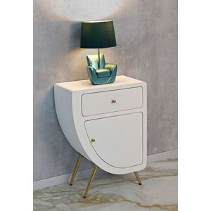 Noptiera inalta Venus, Mauro Ferretti, 60x32x79 cm, MDF/fier, alb/auriu imagine