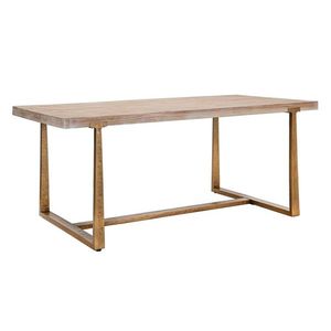 Masa dining Ankara, Mauro Ferretti, 180x90x78 cm, MDF/fier, maro/auriu imagine