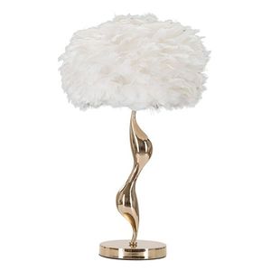 Lampa de masa Slim, Mauro Ferretti, 1 x E27, 40W, 40x63 cm, fier/textil, auriu/alb imagine