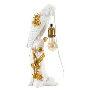 Lampa de masa Parrot, Mauro Ferretti, 1 x E27, 40W, 20x20x50.5 cm, fier/poliester, auriu/alb imagine