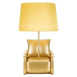 Lampa de masa Midcentury, Mauro Ferretti, 1 x E27, 40W, 26x46 cm, polirasina/fier, auriu imagine