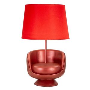 Lampa de masa Midcentury, Mauro Ferretti, 1 x E27, 40W, 26x43 cm, polirasina/fier, rosu imagine