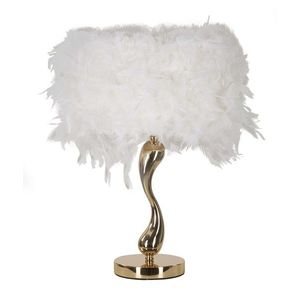 Lampa de masa Cart, Mauro Ferretti, 1 x E27, 40W, 25x47 cm, fier, auriu/alb imagine