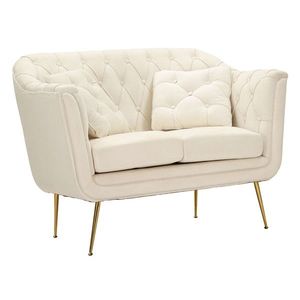 Canapea 2 locuri cu perne decorative Budapest, Mauro Ferretti, 130x83x91 cm, fier/poliester, crem imagine