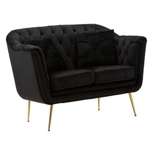 Canapea 2 locuri cu perne decorative Budapest, Mauro Ferretti, 130x83x91 cm, fier/poliester, negru imagine