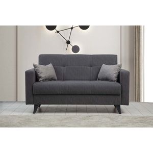 Canapea extensibila 2 locuri, Misty, 730MST1108, Metal / Lemn, Gri inchis imagine