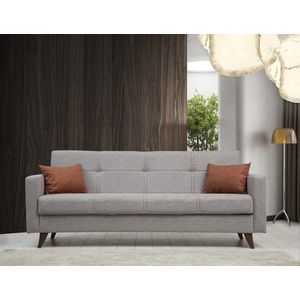 Canapea extensibila 3 locuri, Misty, 730MST1205, Metal / Lemn, Gri deschis imagine