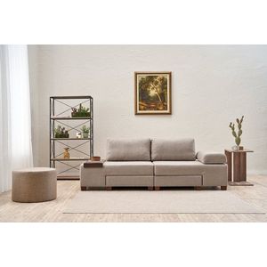 Canapea extensibila 3 locuri, Balcab Home, 825BLC4312, Lemn, Crem imagine