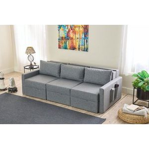 Canapea extensibila 3 locuri, Balcab Home, 825BLC4323, Lemn de brad, Gri imagine