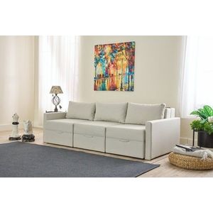 Canapea extensibila 3 locuri, Balcab Home, 825BLC4324, Lemn de brad, Crem imagine