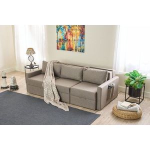 Canapea extensibila 3 locuri, Balcab Home, 825BLC4326, Lemn de brad, Maro imagine