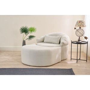 Fotoliu extensibil, Balcab Home, 825BLC4726, Poliester, Crem imagine