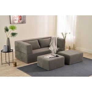 Canapea extensibila 2 locuri, Balcab Home, 825BLC5401, Tesatura Chenille, Gri imagine