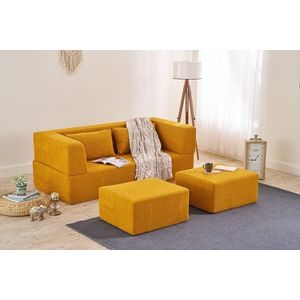 Canapea extensibila 2 locuri, Balcab Home, 825BLC5403, Tesatura Chenille, Portocaliu imagine
