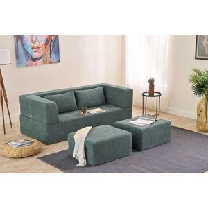 Canapea extensibila 2 locuri, Balcab Home, 825BLC5404, Tesatura Chenille, Verde imagine
