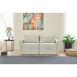 Canapea extensibila 2 locuri, Balcab Home, 825BLC5413, Lemn de brad, Crem imagine