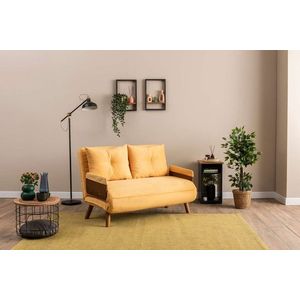Canapea extensibila 2 locuri, Futon, 859FTN2720, Metal , Galben mustar imagine