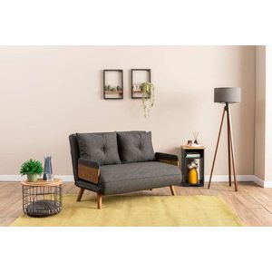 Canapea extensibila 2 locuri, Futon, 859FTN2724, Metal , Gri inchis imagine