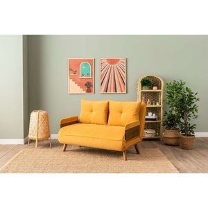 Canapea extensibila 2 locuri, Futon, 859FTN2728, Metal , Galben mustar imagine
