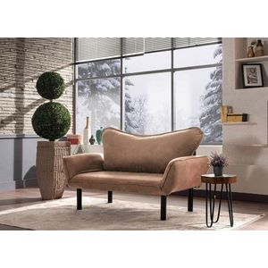 Canapea extensibila 2 locuri, Futon, 859FTN2867, Metal, Maro deschis imagine