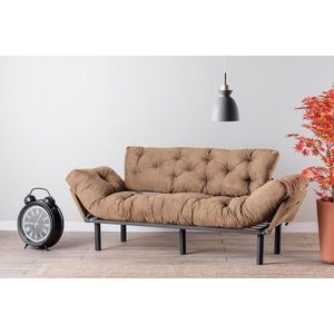 Canapea extensibila 3 locuri, Futon, 859FTN2868, Metal, Maro deschis imagine