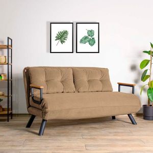 Canapea extensibila 2 locuri, Futon, 859FTN2870, Metal , Maro deschis imagine