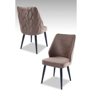 Set scaune 2 piese, Beckley, Pufi, PAL, Cappuccino / Negru imagine