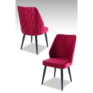 Set scaune 2 piese, Beckley, Pufi, PAL, Rosu Claret / Negru imagine